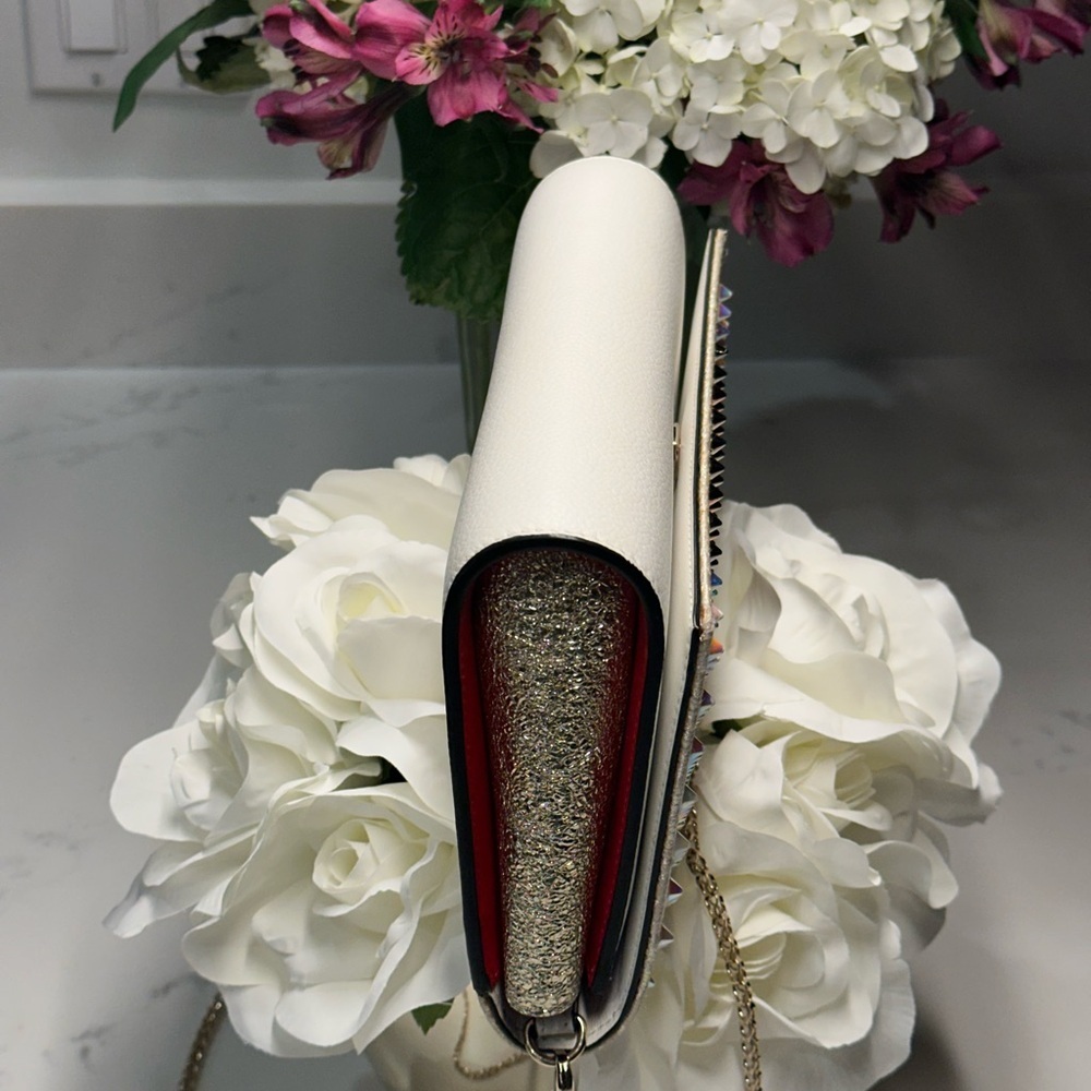 Christian Louboutin Paloma Silver and Gold Studded Clutch Shoulder Bag - Picture 8 of 16